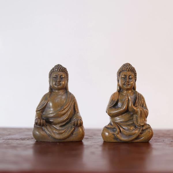 Yorkshire Bonsai Thai Buddha | Brushed Wood Effect Resin Figurine