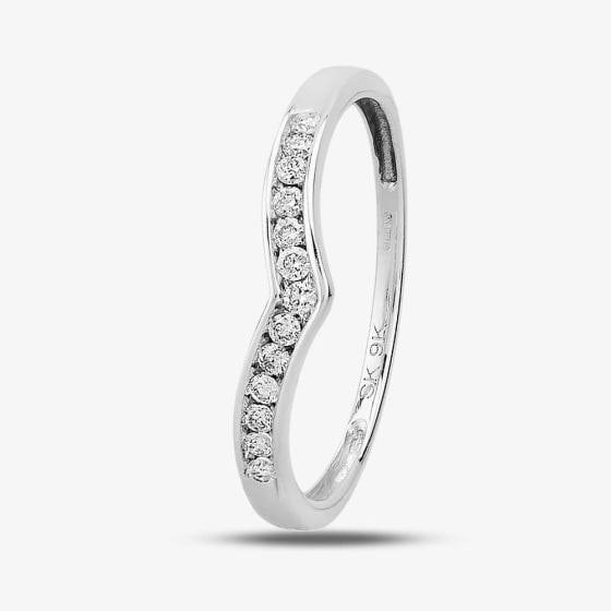 T. H. Baker 9ct White Gold 0.12ct Diamond Wishbone Half Eternity Ring TH014844R