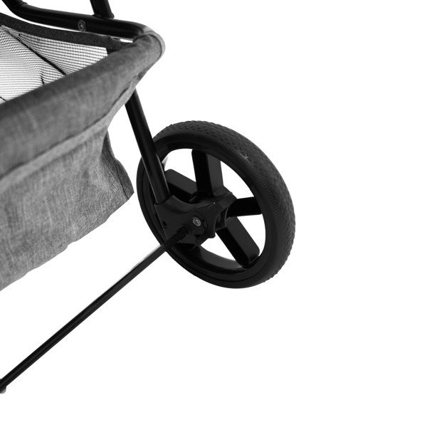 Monstershop Pet Stroller with Rain Cover - Woven Grey