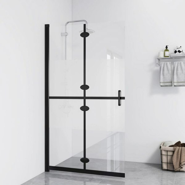 Berkfield Foldable Walk-in Shower Wall Half Frosted ESG Glass 90x190 cm