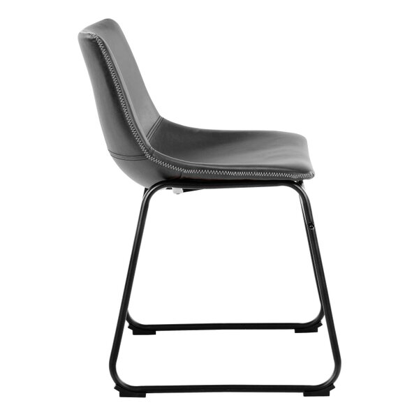 Wyld Haus Set of 2 Bogense Black Faux Leather Dining Chairs Cream Stitching