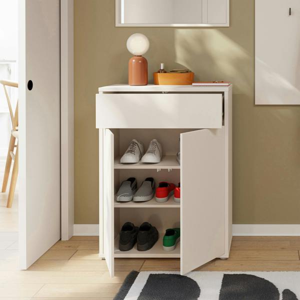 Furniture To Go Alice Springs Shoe Cabinet with 2 Doors Push-to-Open & 1 Drawer Push-to-Open in Sand