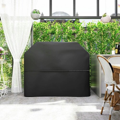 Bobobiy BBQ Cover for Rectangular Gas Grill, 600D UPF30+ Oxford Fabric Barbecue Cover for Waterproof Protection Rip-Proof, 147 x 61 x 122 cm, Black
