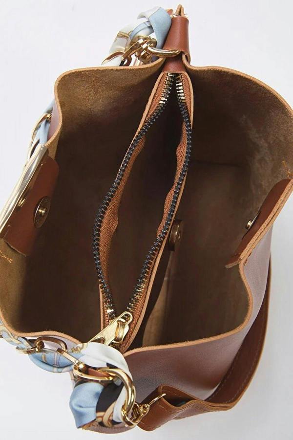 WOVCOR Women's Crossbody Shoulder Bag with Chain Scarf Detail