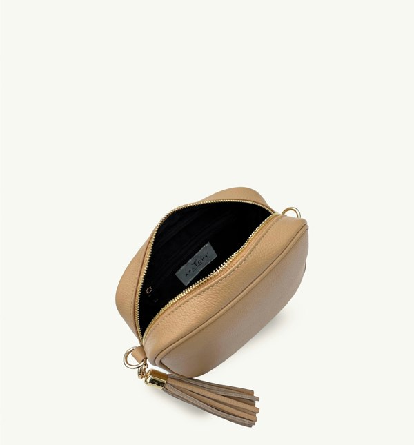 Apatchy London The Tassel Sand Leather Crossbody Bag