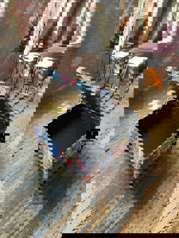 PREMIUM Ottoman storage square Demask multicolour - ISTOOLS