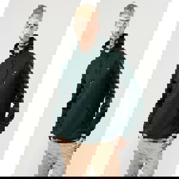 GANT Mens Regular Fit Shield Logo Pullover Hoodie - 374 Tartan Green