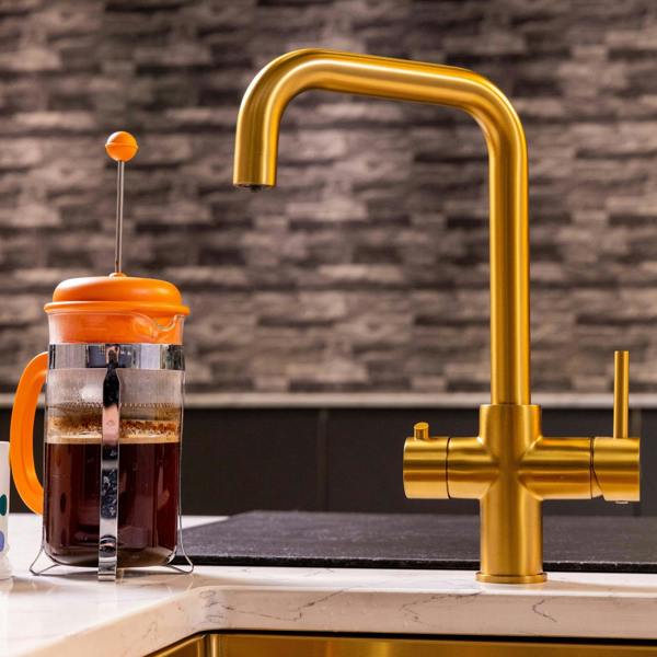 Flode Kyld 4 in 1 Instant Boiling & Cold Water Tap with Filtered Chilled Water |  Brushed Gold Finish