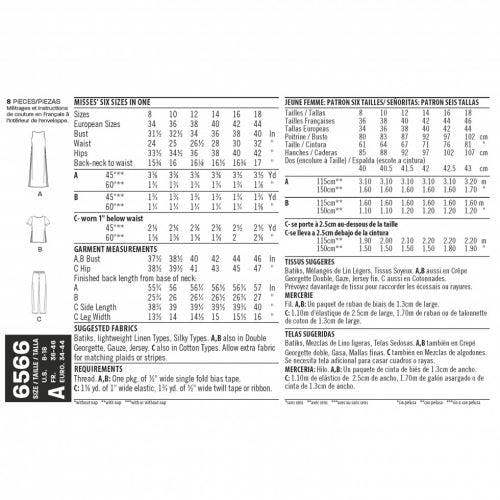 New Look Sewing Pattern 6566, Trousers, Tops, Dresses for Women, A (8-10-12-14-16-18) - Easy