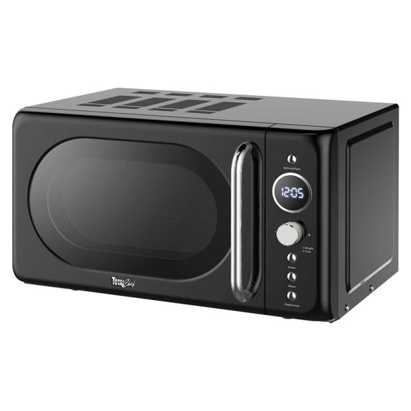 Total Chef Retro Microwave Oven 20L 700W Black Countertop Microwave with Timer, Defrost & 5 Power Levels