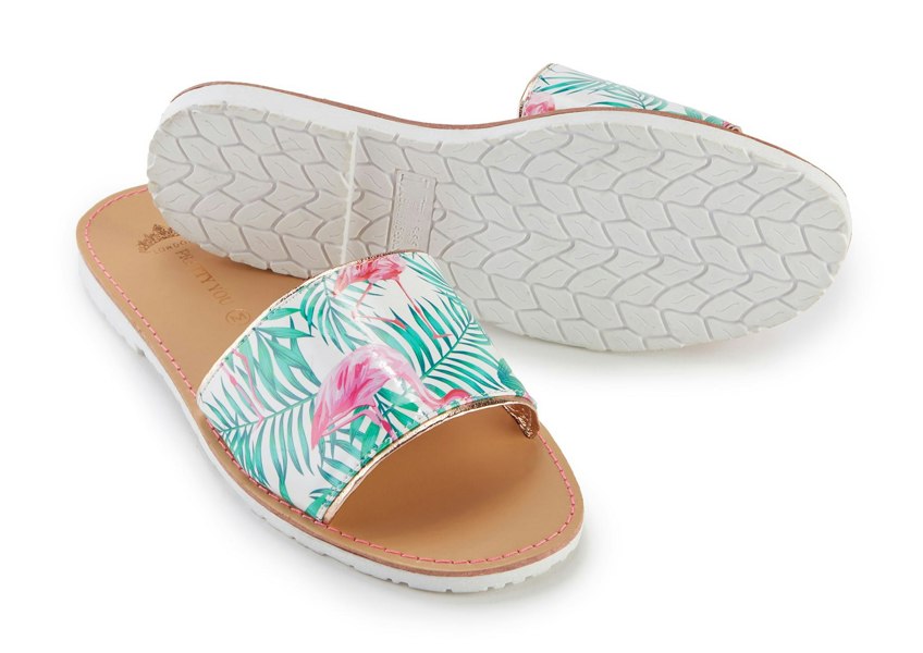 Pretty You London Flamingo Printed Slide and Clutch Set
