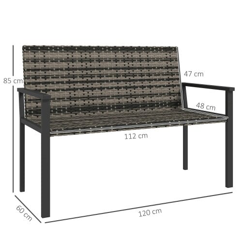 Wyld Haus Batare Rattan Grey 2 Seater Garden Bench With Armrests