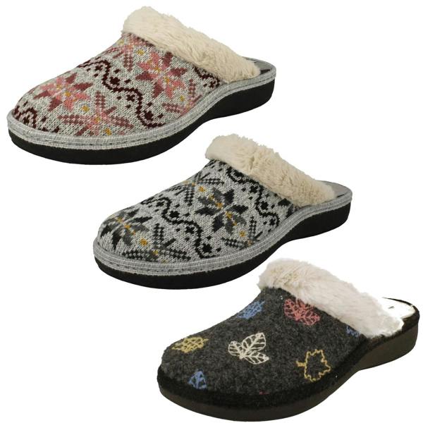 Padders Ladies Padders Lusekofte Detailed Mule Slippers Sorrel