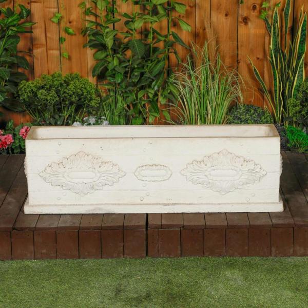 Large White Stone Cast Rustic Flower Trough r 