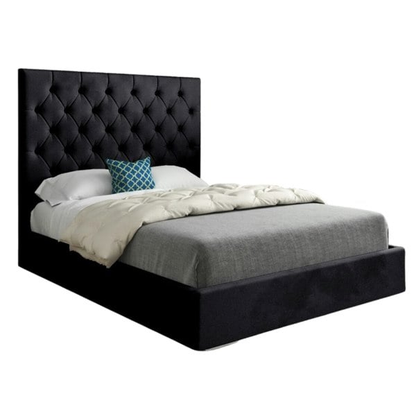 Casa Magna Alma Upholstered Soft Velvet Bed Frame - Black
