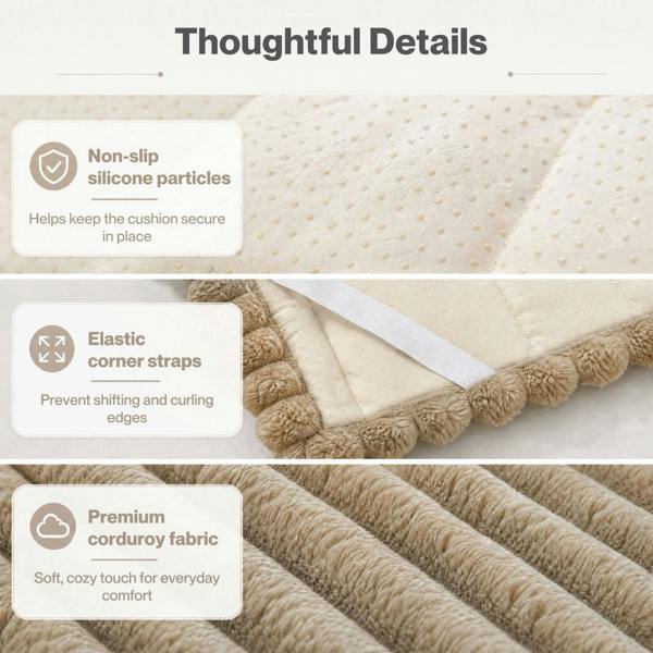 Marlow Corduroy Sofa Cover Pet Friendly Non Slip Washable 70 x 150cm Light Camel