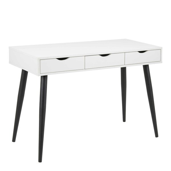 Wyld Haus Dresden White Wooden Office Desk 3 Drawers Black Legs