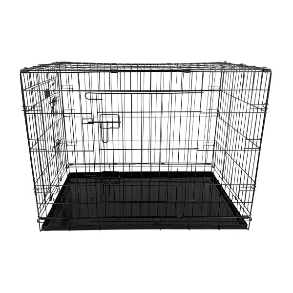 HugglePets Black Dog Cage with Metal Tray