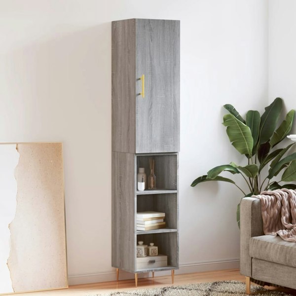 Berkfield Highboard Grey Sonoma 34.5x34x180 cm Engineered Wood