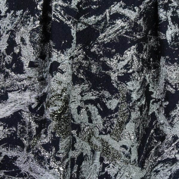 Prabal Gurung Midnight Blue Satin Silver Jacquard Bubble Skirt Dress