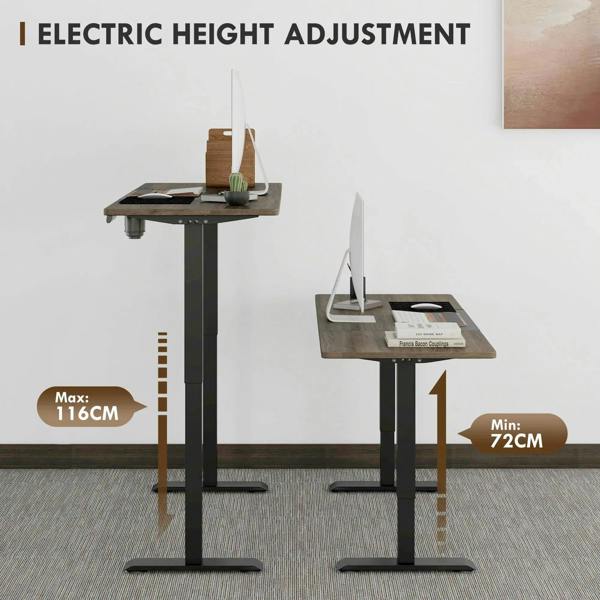 Electric height adjustment standing desk with max 116 cm and min 72 cm height range
