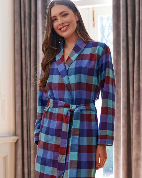 British Boxers Women's Brushed Cotton Dressing Gown – Lerwick Check