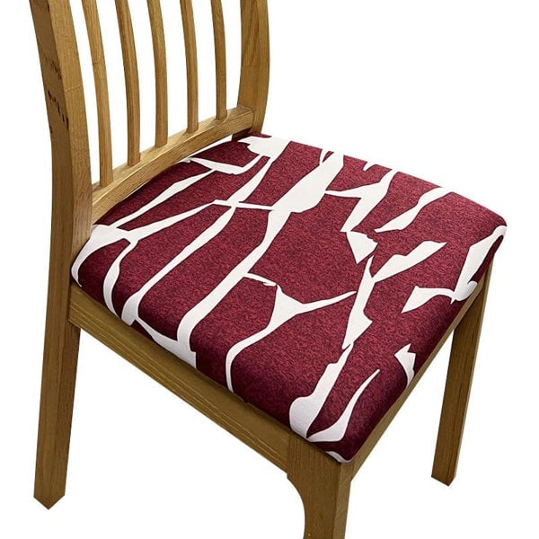  Anyseat Chair Cover Wine Red White Cracks Print Stretch Seat Cover for Home Dinning Kitchen Washable Removable