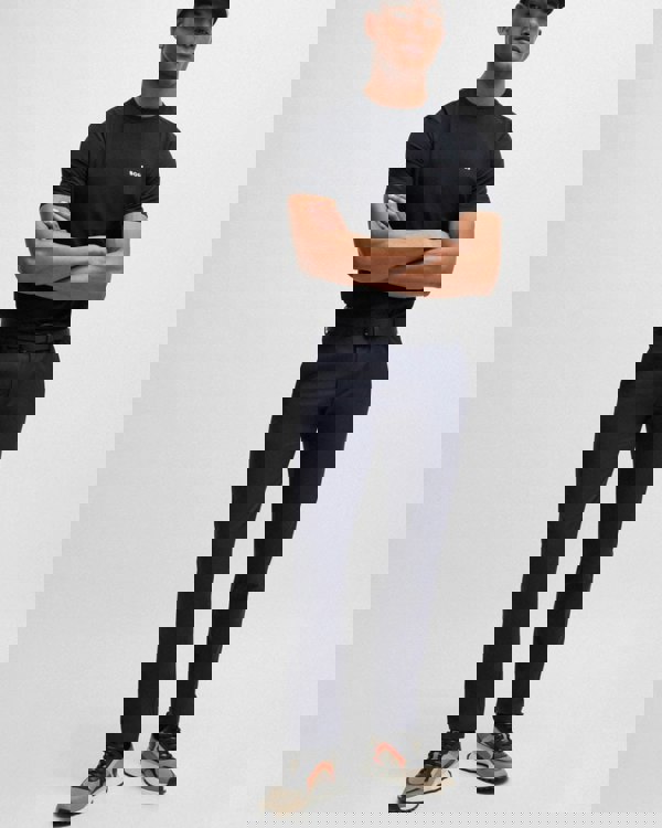 BOSS Green Tee Mens Stretch Cotton T-Shirt with Contrast Logo NOS - Dark Blue 402