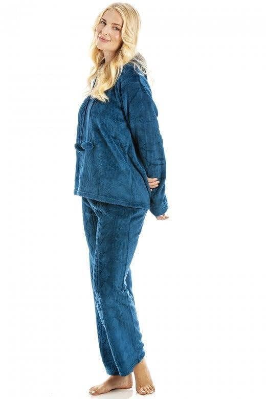 Camille Women's Hooded Pyjama Set Long Sleeve Fleece Nightwear