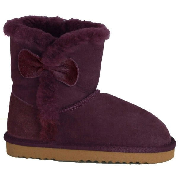 Eastern Counties Leather Childrens/Kids Coco Bow Detail Sheepskin Boots - Purple