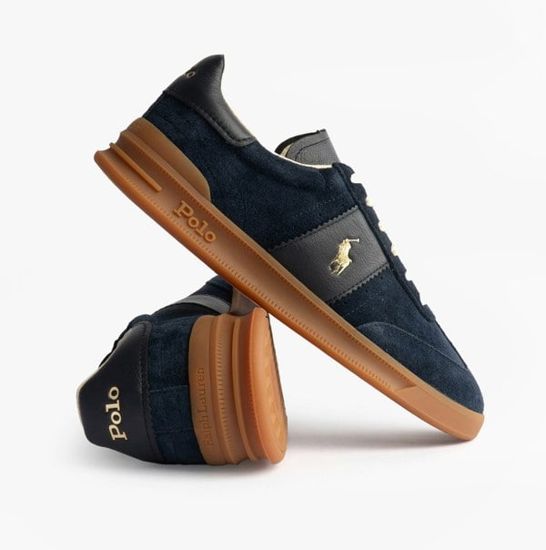 Polo Ralph Lauren Heritage Aera Mens Lace Up Suede Trainer Navy