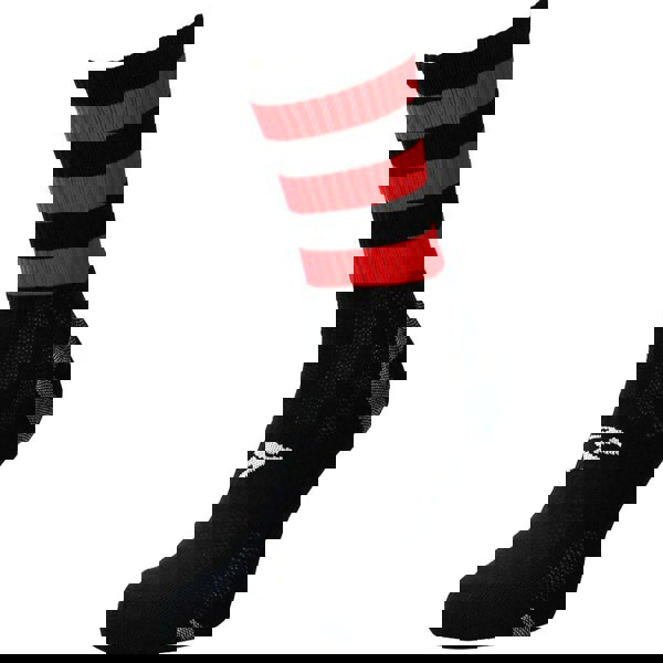 JUNIOR Size 8-11 Hooped Stripe Football Crew Socks BLACK/RED Training Ankle