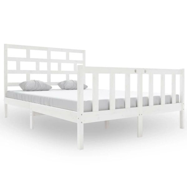 Berkfield Bed Frame White Solid Wood Pine 120x200 cm