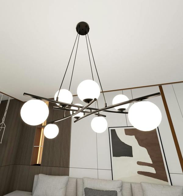 Emibig ESSA Pendant lamp 8 x E14 Black with White Shade