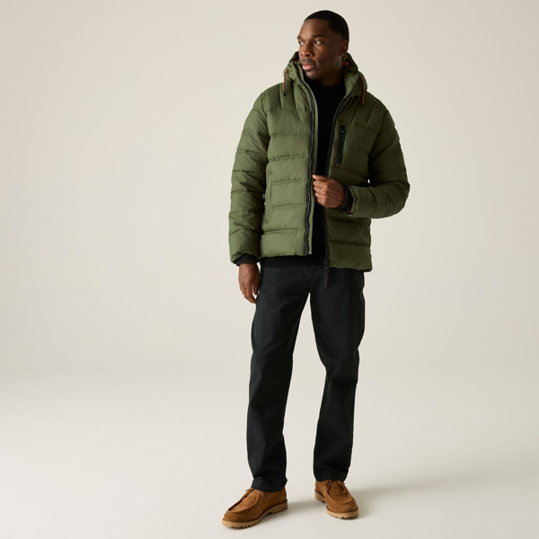 Regatta Mens Leeshaw Padded Jacket - Olive Night/Pumpkin Spice