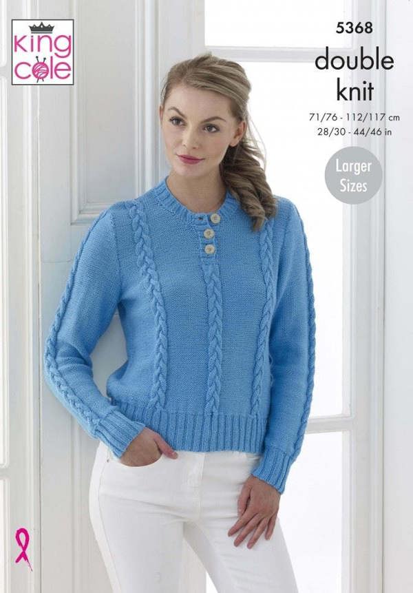 King Cole Cottonsoft DK Knitting Pattern 5368, Cardigans, Sweaters for Women, 28 - 46 Inches