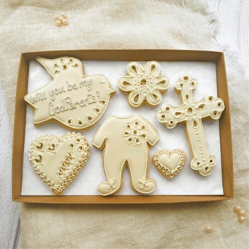 The Cookie Collaboration Personalised - Hand-iced GodParent/Christening LETTERBOX Cookie Gift