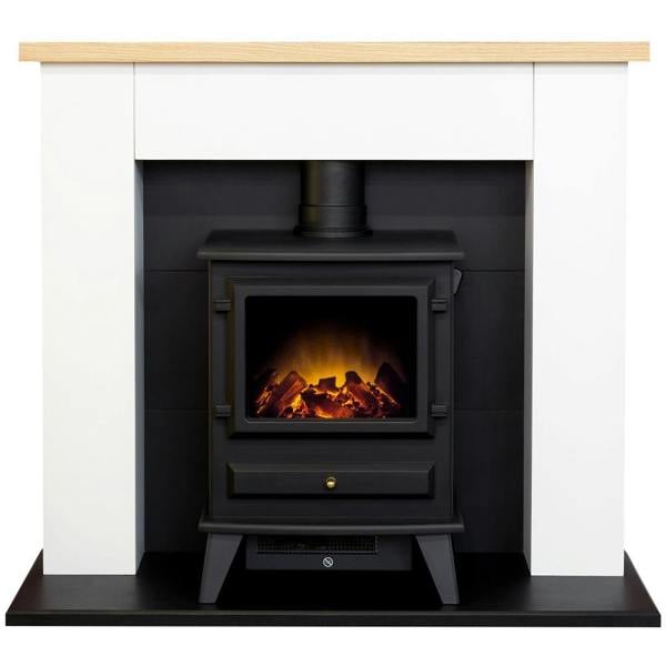 Adam Chester Electric Stove Fireplace in Pure White & Black, 39 Inch