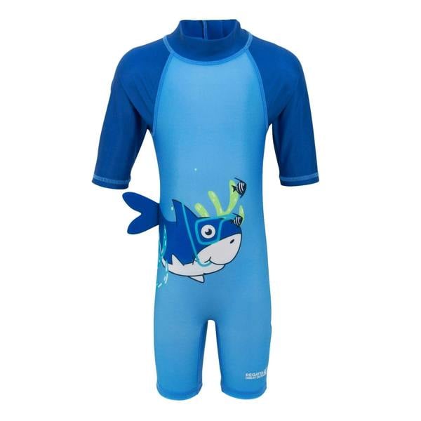 Regatta Kids Bubble The Shark Rash Guard Swimsuit - Elysium Blue/Hawaiian Blue