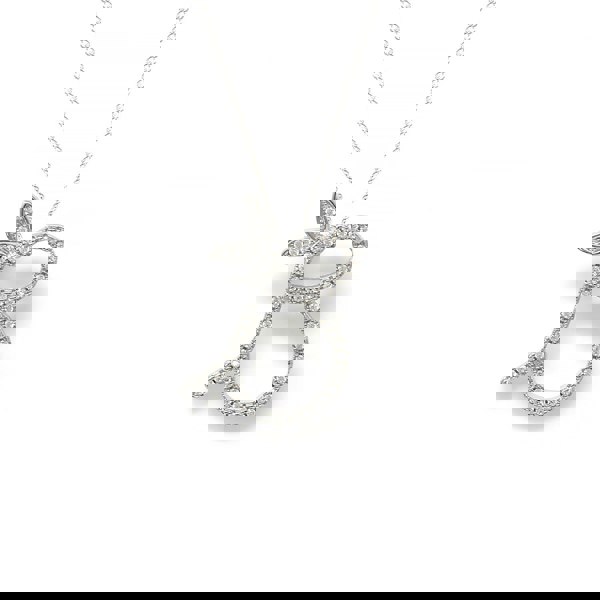 Say It With 1 Inch Winged Full CZ Stones Initial Necklace - Sterling Silver