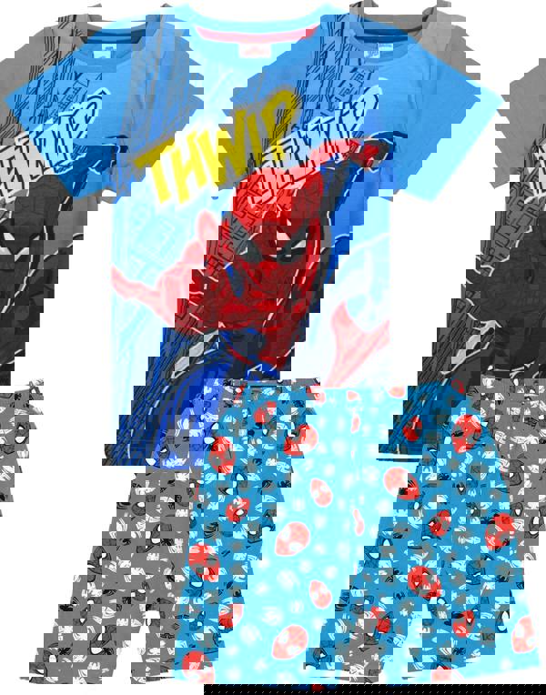 Marvel Boys Blue Spiderman Short Sleeve Short Leg Pyjama Set