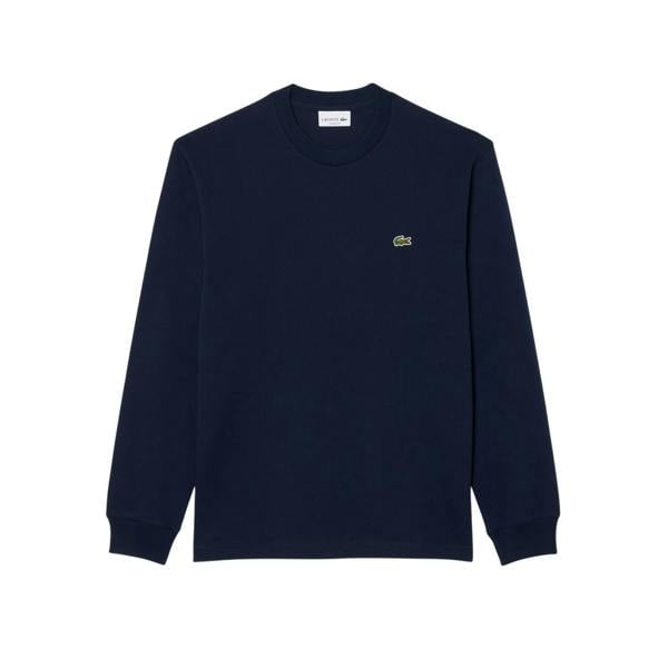 Lacoste Mens Crocodile Print Cotton Regular Long-Sleeved T-Shirt - Navy - 