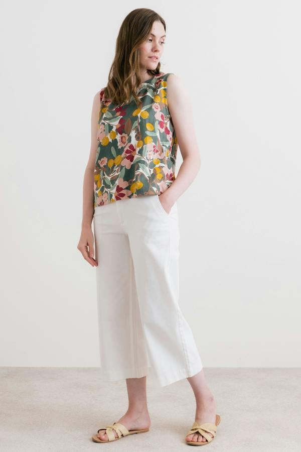Lily & Me Cora Linen Blend Vest Laurel Green