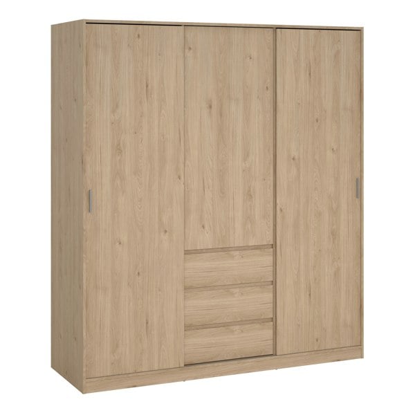 Furniture To Go Naia Wardrobe with 2 sliding doors + 1 door + 3 drawers in Oak structure Jackson Hickory