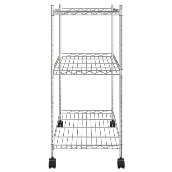 Berkfield 3-Tier Storage Rack with Wheels 60x35x81 cm Chrome 150 kg