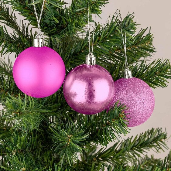 Shatchi Pink Shatterproof Christmas Baubles in 6cm and Pack Sizes of 6 or 18 for Seasonal Decorating