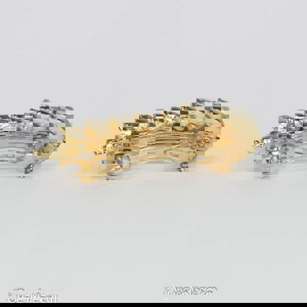 vintage hair clip small leaf in gold back