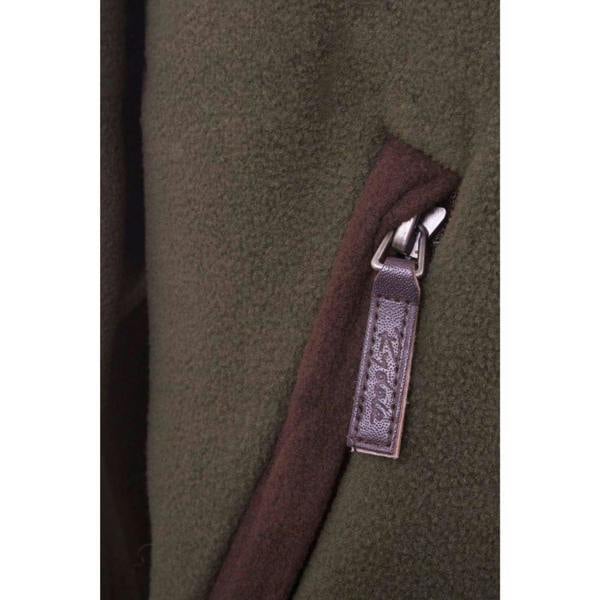 Close-up of the zipped hand pocket on the Rydale Men's Gransmoor Half Zip Fleece with contrast trim.