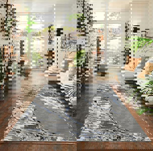 Smart Living Parma Modern Shimmer Rug - Blue