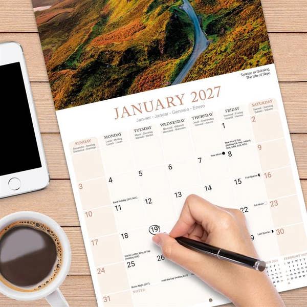 Scotland Calendar 2027, Wall Calendars, Month To View, Travel, Gift